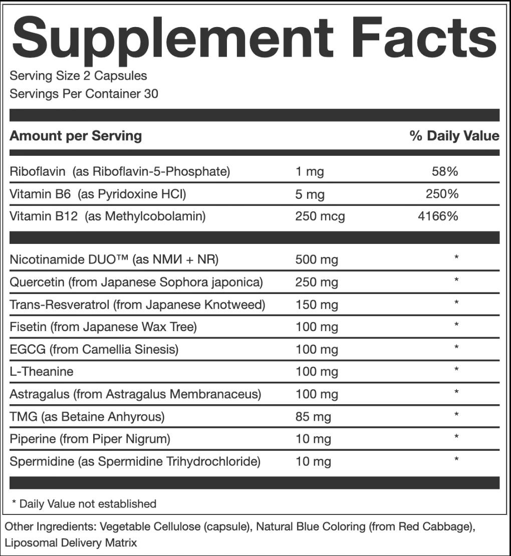 Chronotage NAD+ Liposomal Anti Aging Supplement Complex AEON with Nicotinamide DUO™